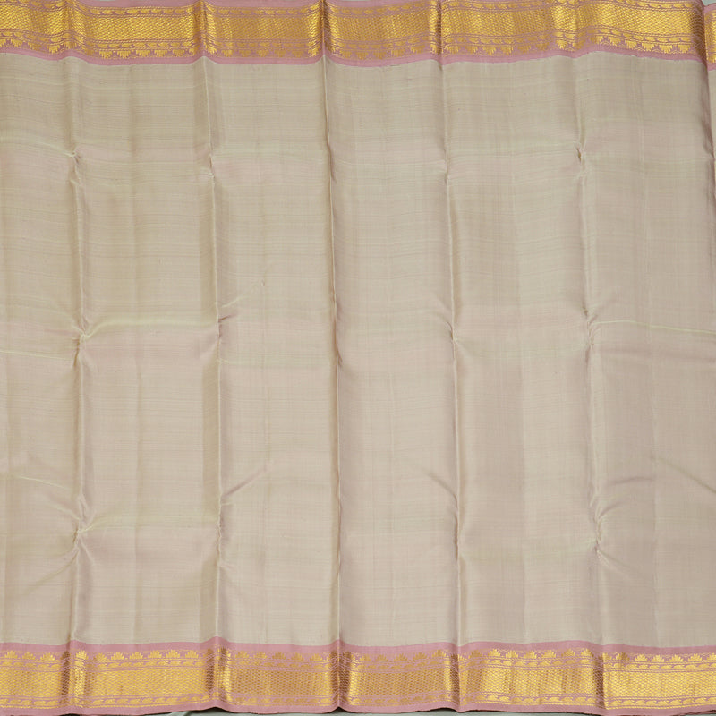 Hayagrivas Handloom Pale Brown Kanjivaram Silk Saree with Onion Pink Border KBF298E3-1