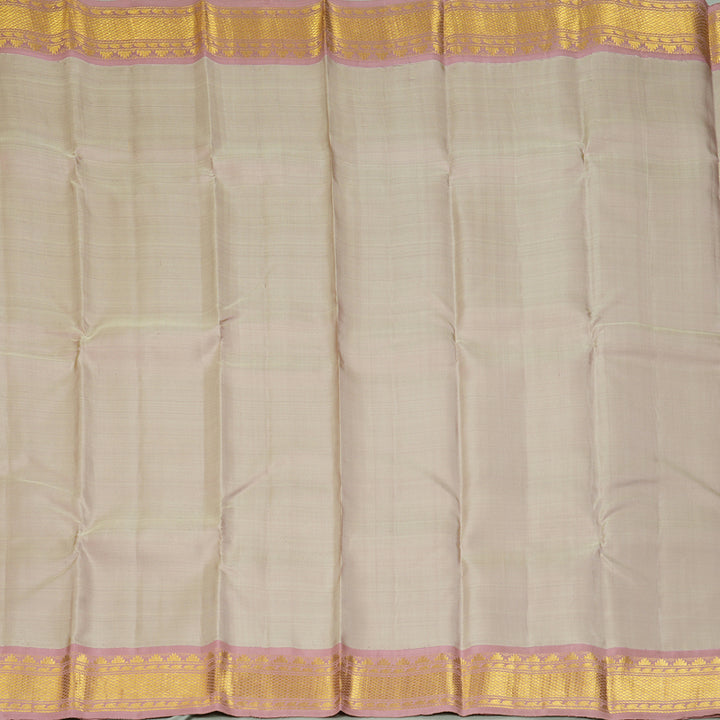 Hayagrivas Handloom Pale Brown Kanjivaram Silk Saree with Onion Pink Border KBF298E3-1
