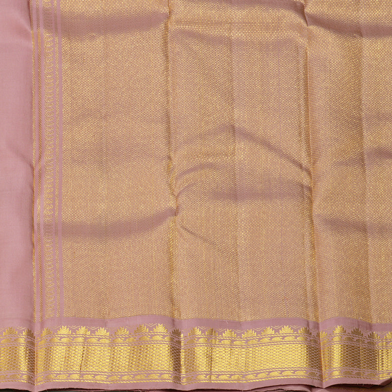 Hayagrivas Handloom Pale Brown Kanjivaram Silk Saree with Onion Pink Border KBF298E3-1