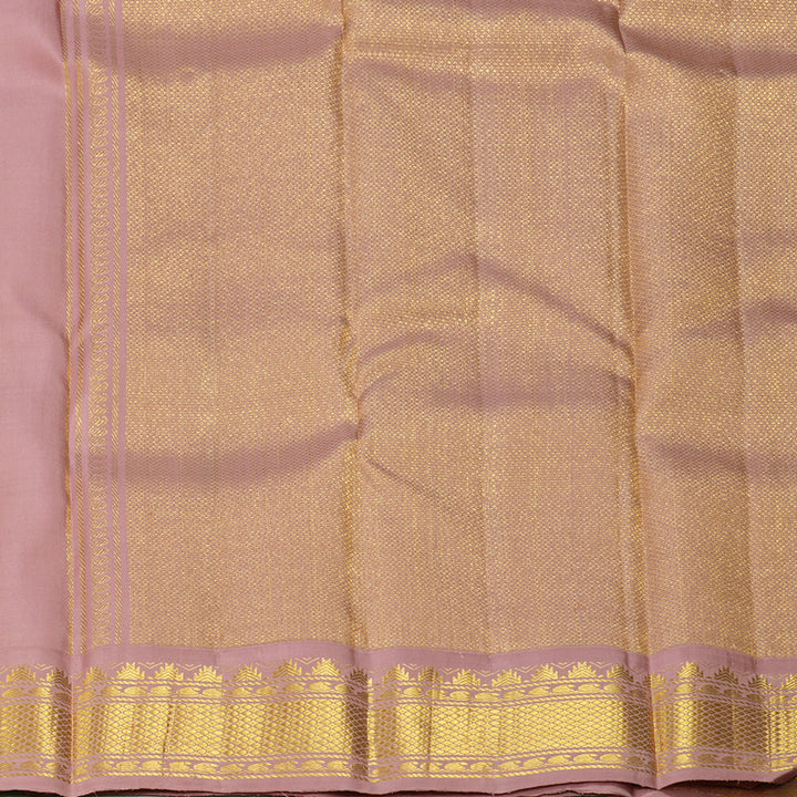 Hayagrivas Handloom Pale Brown Kanjivaram Silk Saree with Onion Pink Border KBF298E3-1