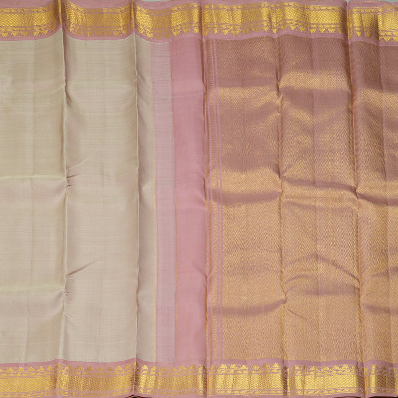 Hayagrivas Handloom Pale Brown Kanjivaram Silk Saree with Onion Pink Border KBF298E3-1