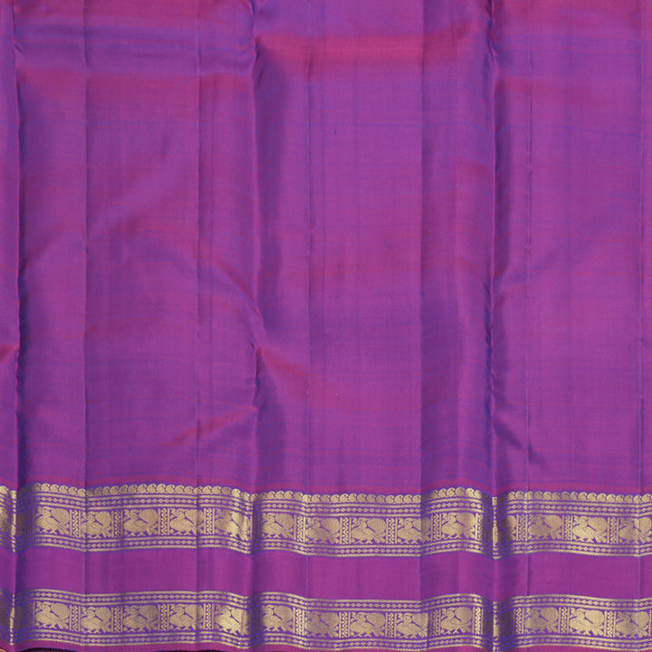 Hayagrivas Handloom Deep Ink Blue Kanjivaram Silk Saree with Purple Border KBF299E1-1