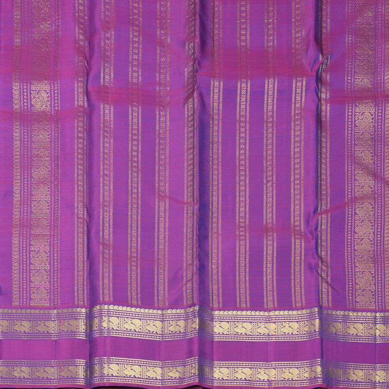 Hayagrivas Handloom Deep Ink Blue Kanjivaram Silk Saree with Purple Border KBF299E1-1
