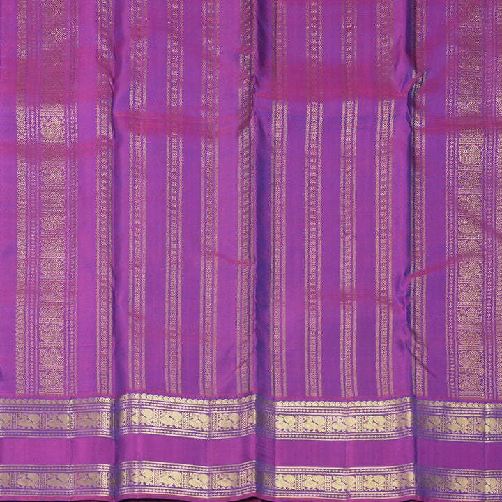 Hayagrivas Handloom Deep Ink Blue Kanjivaram Silk Saree with Purple Border KBF299E1-1
