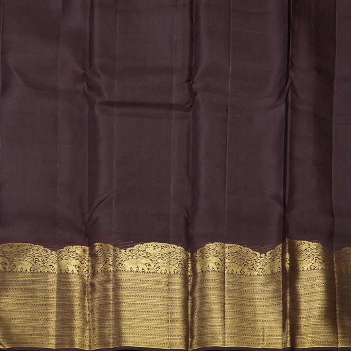 Hayagrivas Handloom Rust Orange Kanjivaram Silk Saree with Coffee Brown Border KBF299E10-1