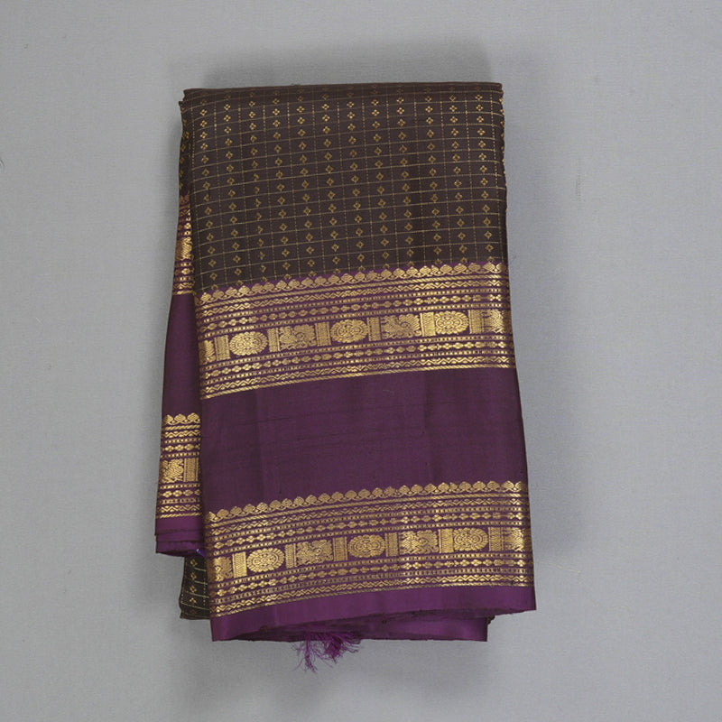 Hayagrivas Handloom Kanchana Brown Kanjivaram Silk Saree with Nagapazham Border KBF299E4-1