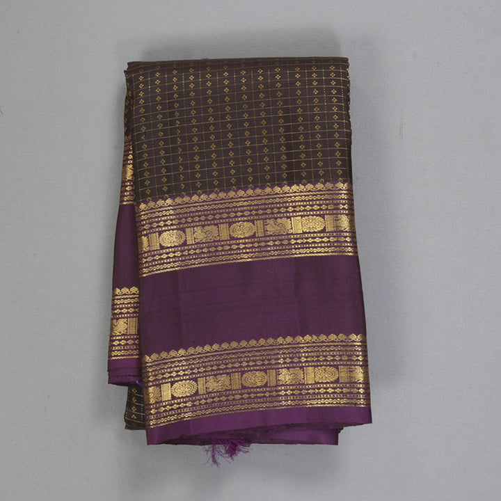 Hayagrivas Handloom Kanchana Brown Kanjivaram Silk Saree with Nagapazham Border KBF299E4-1