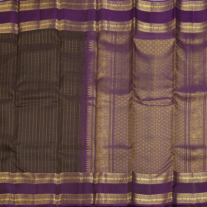 Hayagrivas Handloom Kanchana Brown Kanjivaram Silk Saree with Nagapazham Border KBF299E4-1