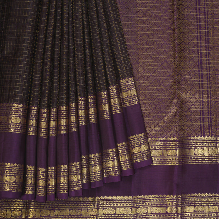Hayagrivas Handloom Kanchana Brown Kanjivaram Silk Saree with Nagapazham Border KBF299E4-1