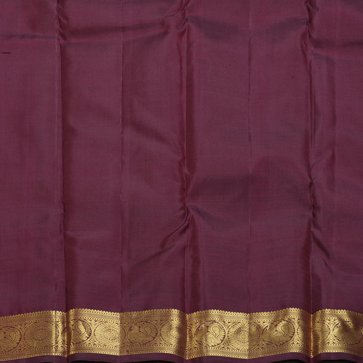 Hayagrivas Handloom Rust Orange Kanjivaram Silk Saree with Burgundy Border KBF299E7-1