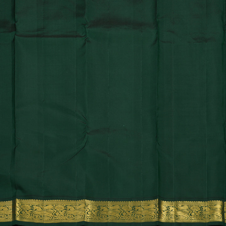 Hayagrivas Handloom Beige Kanjivaram Silk Saree with Bottle Green Border KBF2D2-3