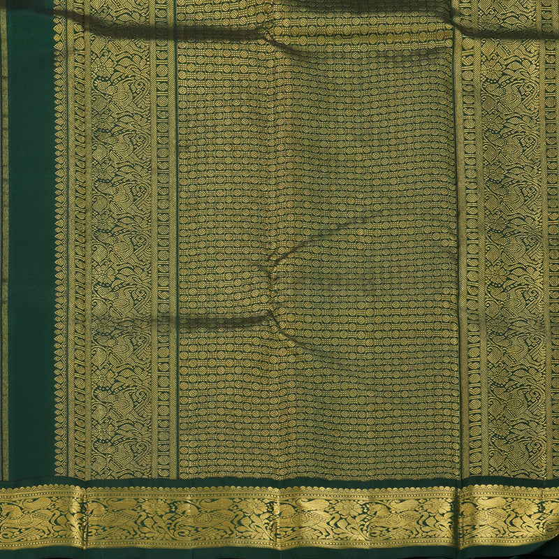 Hayagrivas Handloom Beige Kanjivaram Silk Saree with Bottle Green Border KBF2D2-3