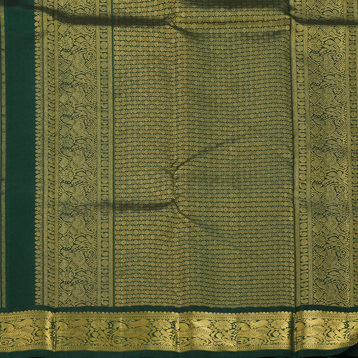 Hayagrivas Handloom Beige Kanjivaram Silk Saree with Bottle Green Border KBF2D2-3