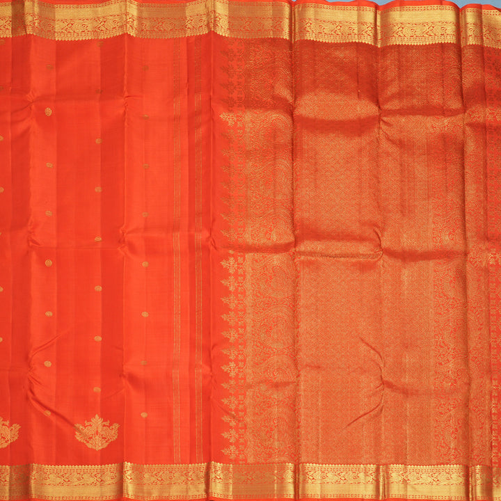 Hayagrivas Handloom Reddish-Orange Kanjivaram Silk Saree KBF300E1-3