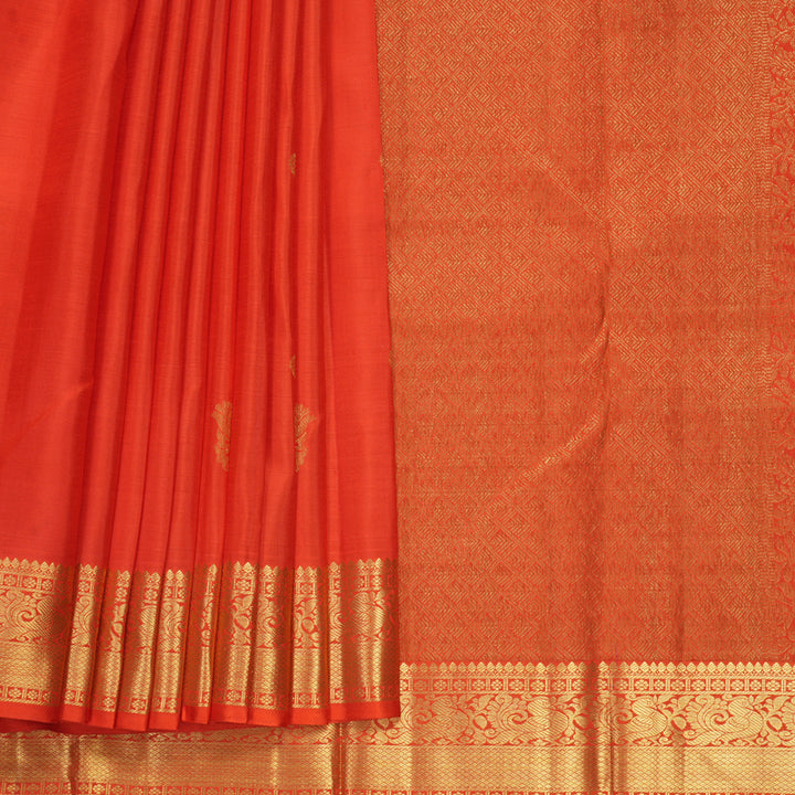 Hayagrivas Handloom Reddish-Orange Kanjivaram Silk Saree KBF300E1-3
