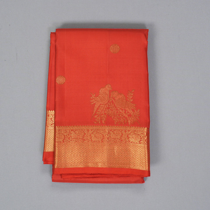 Hayagrivas Handloom Orange Kanjivaram Silk Saree KBF300E1-5