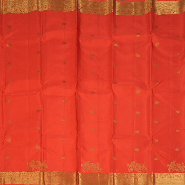 Hayagrivas Handloom Orange Kanjivaram Silk Saree KBF300E1-5