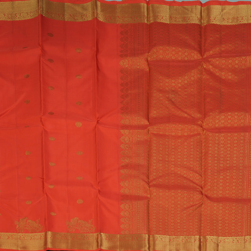 Hayagrivas Handloom Orange Kanjivaram Silk Saree KBF300E1-5
