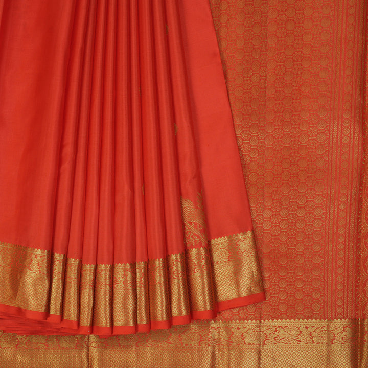 Hayagrivas Handloom Orange Kanjivaram Silk Saree KBF300E1-5