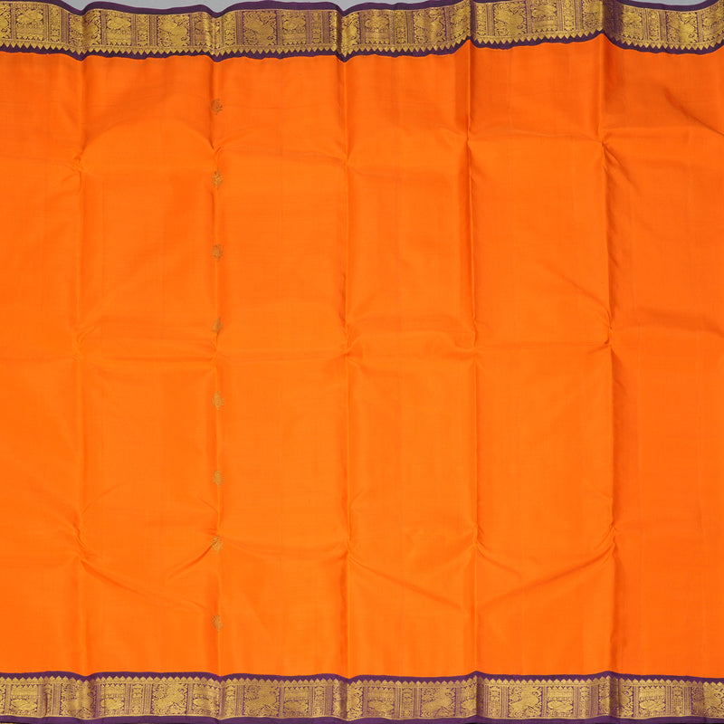Hayagrivas Handloom Fanta Orange Kanjivaram Silk Saree with Violet Border KBF302E3-1