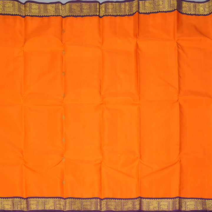Hayagrivas Handloom Fanta Orange Kanjivaram Silk Saree with Violet Border KBF302E3-1