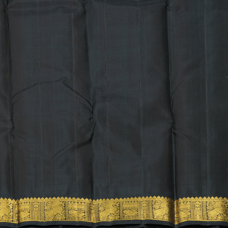 Hayagrivas Handloom Orange Kanjivaram Silk Saree with Black Border KBF302E3-3