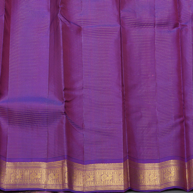 Hayagrivas Handloom Turquoise Blue Kanjivaram Silk Saree with Purple Border KBF303E2-1