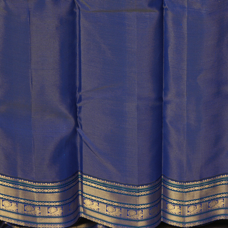 Hayagrivas Handloom Orangish-Pink Kanjivaram Silk Saree with Royal Blue Border KBF303E2-2