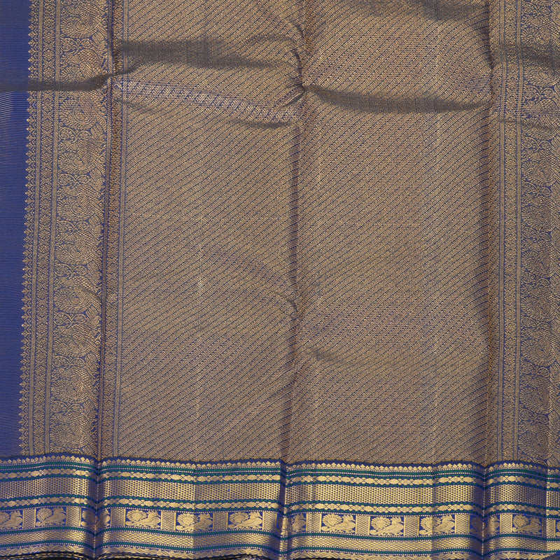 Hayagrivas Handloom Orangish-Pink Kanjivaram Silk Saree with Royal Blue Border KBF303E2-2