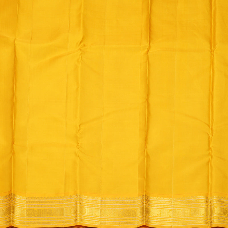 Hayagrivas Handloom Purple Kanjivaram Silk Saree with Mango Yellow Border KBF303E2-3