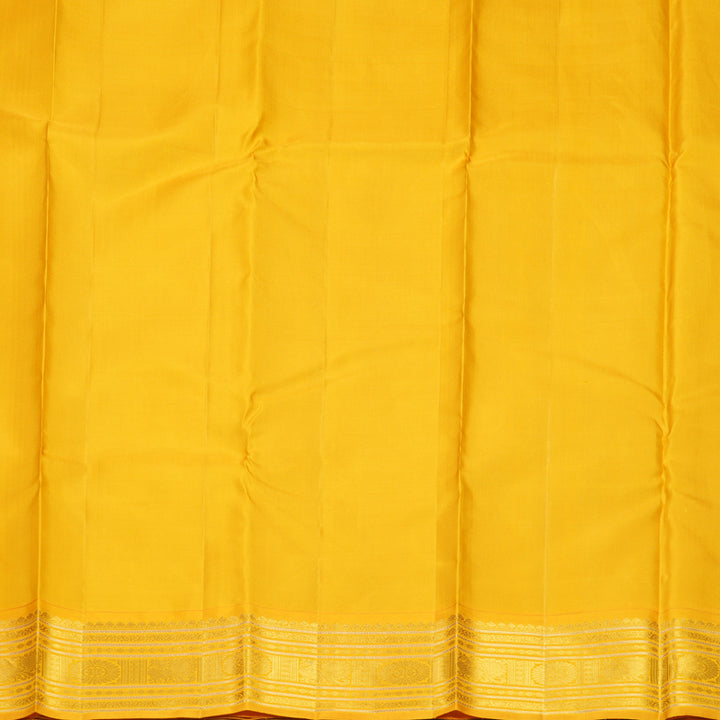 Hayagrivas Handloom Purple Kanjivaram Silk Saree with Mango Yellow Border KBF303E2-3