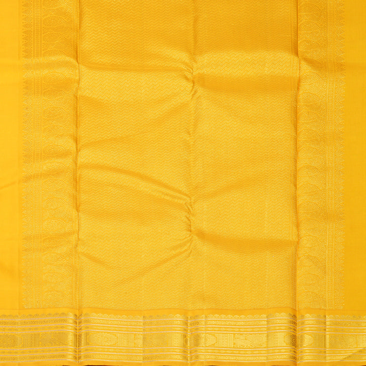 Hayagrivas Handloom Purple Kanjivaram Silk Saree with Mango Yellow Border KBF303E2-3