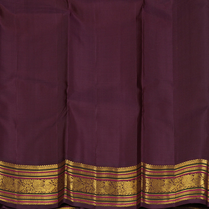 Hayagrivas Handloom Fluorescent Green Kanjivaram Silk Saree with Coffee Brown Border KBF303E2-5