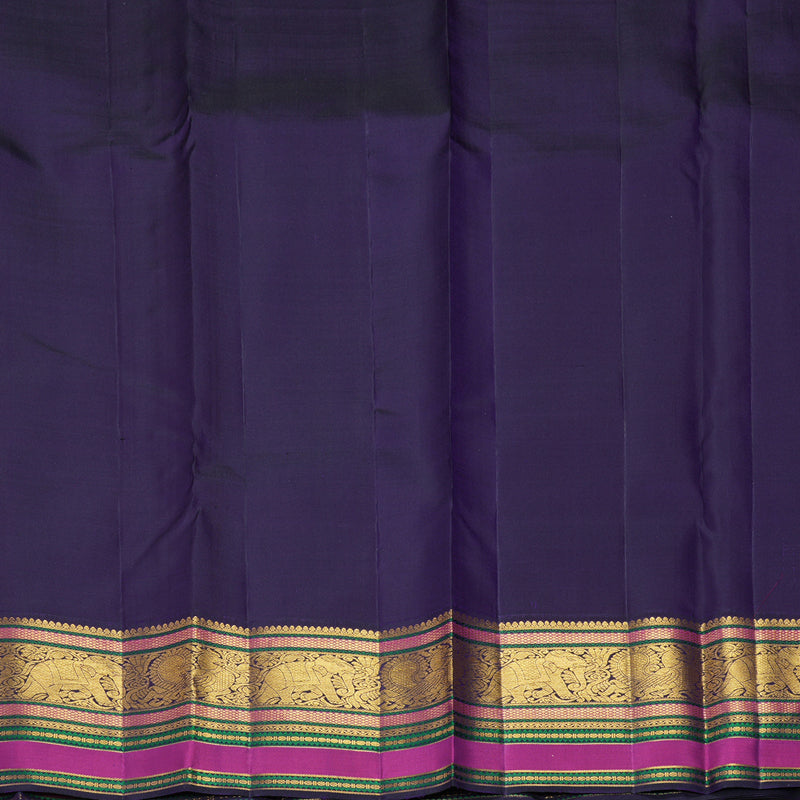 Hayagrivas Handloom Fanta Orange Kanjivaram Silk Saree with Violet Border KBF303E3-1