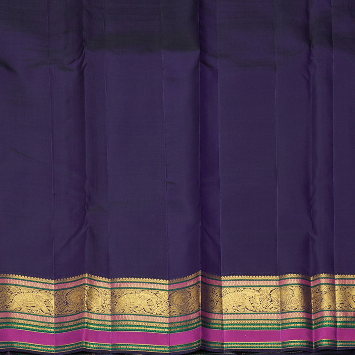 Hayagrivas Handloom Fanta Orange Kanjivaram Silk Saree with Violet Border KBF303E3-1