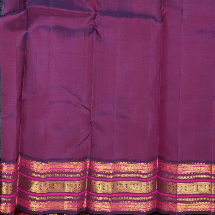 Hayagrivas Handloom Half-White Kanjivaram Silk Saree with Purple Border KBF303E3-2
