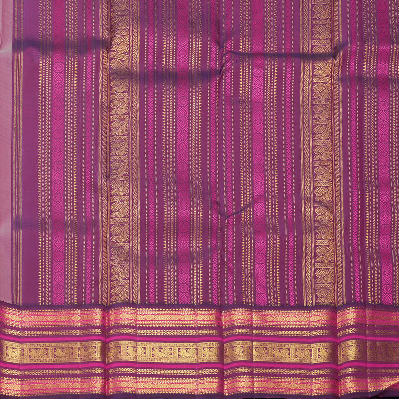 Hayagrivas Handloom Half-White Kanjivaram Silk Saree with Purple Border KBF303E3-2