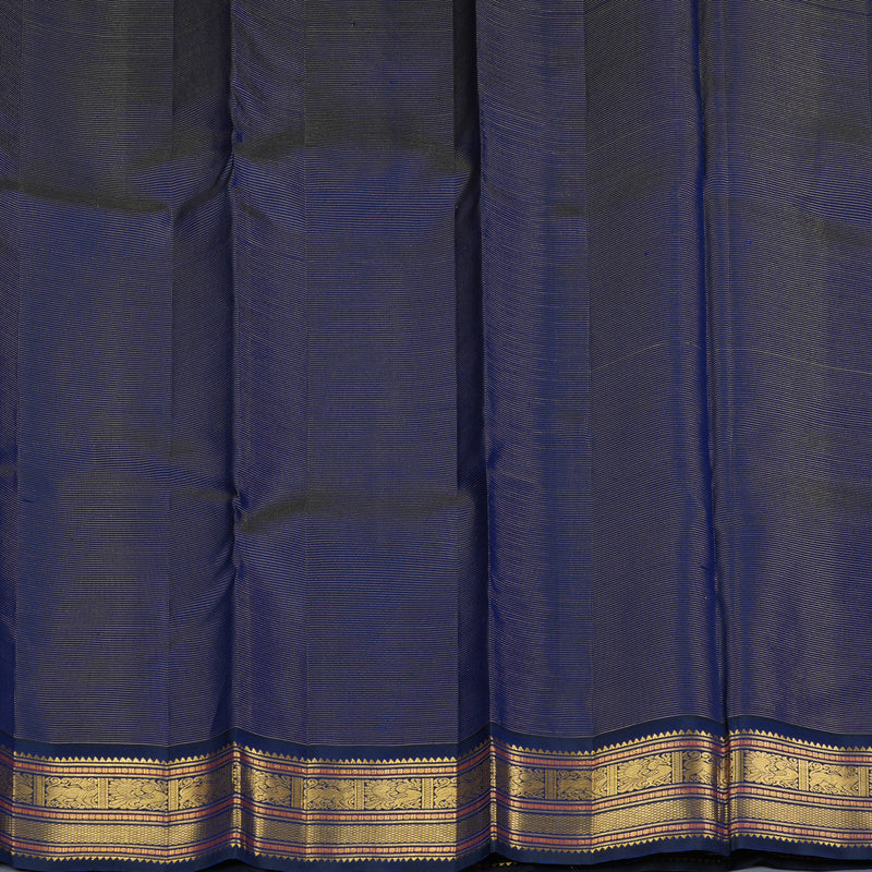 Hayagrivas Handloom Fluorescent Green Kanjivaram Silk Saree with Ink Blue Border KBF303E4-2