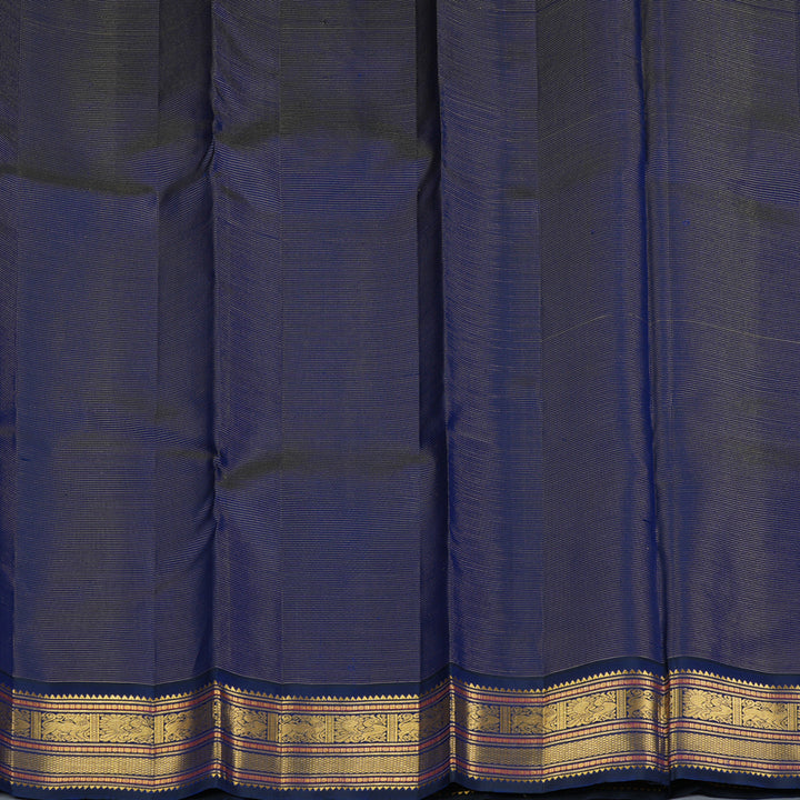 Hayagrivas Handloom Fluorescent Green Kanjivaram Silk Saree with Ink Blue Border KBF303E4-2