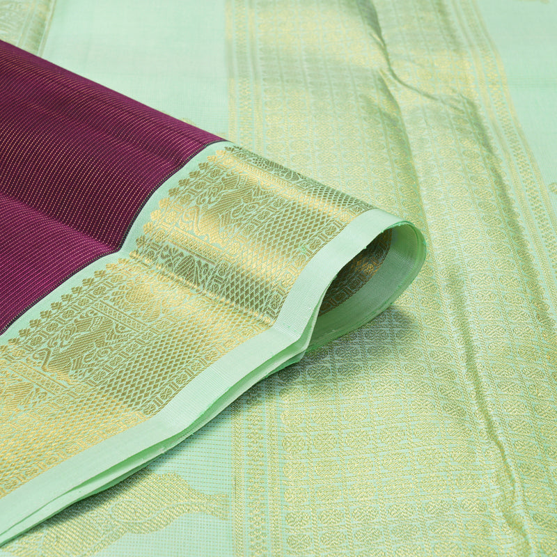 Hayagrivas Handloom Purple Kanjivaram Silk Saree with Pista Green Border KBF303E4-3