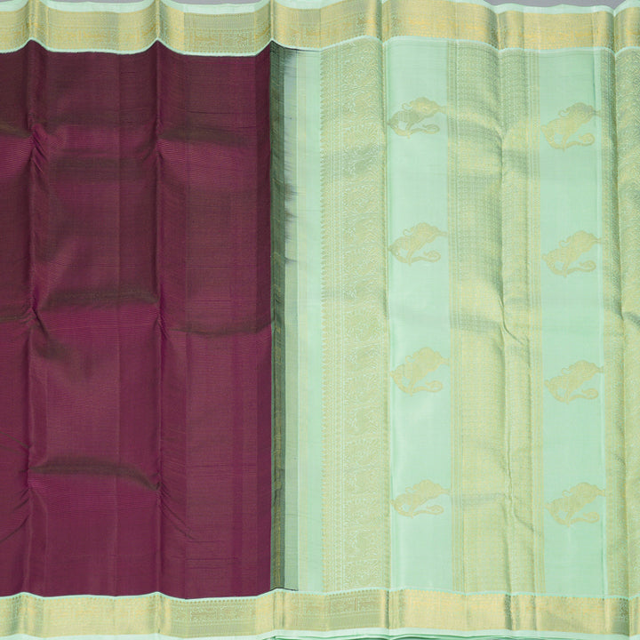 Hayagrivas Handloom Purple Kanjivaram Silk Saree with Pista Green Border KBF303E4-3