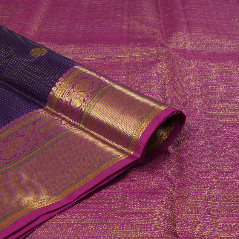 Hayagrivas Handloom Voilet Kanjivaram Silk Saree with Magenta Border KBF304E2-1