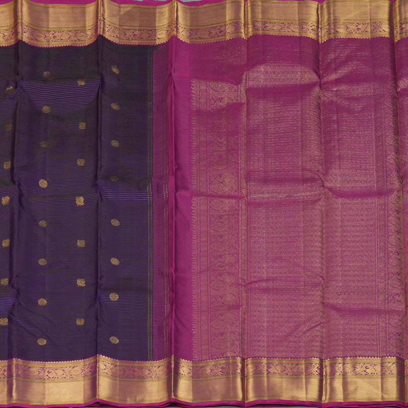 Hayagrivas Handloom Voilet Kanjivaram Silk Saree with Magenta Border KBF304E2-1