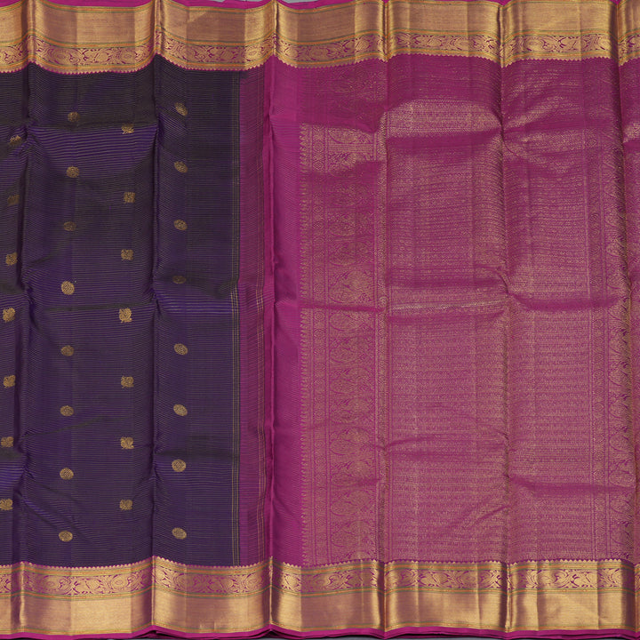 Hayagrivas Handloom Voilet Kanjivaram Silk Saree with Magenta Border KBF304E2-1