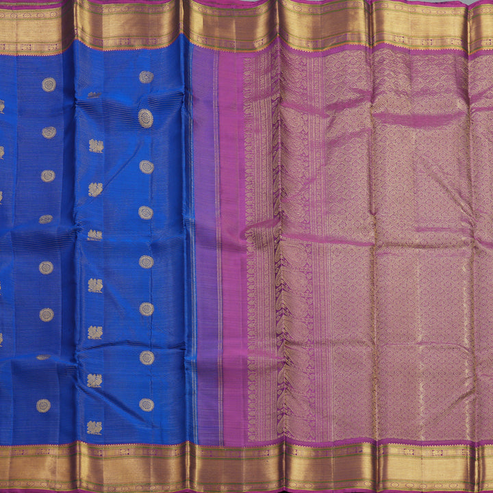 Hayagrivas Handloom Royal Blue Kanjivaram Silk Saree with Purple Border KBF304E2-2