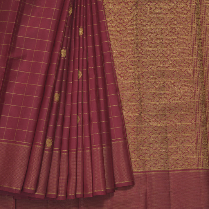 Hayagrivas Handloom Maroon Kanjivaram Silk Saree KBF304E3-4