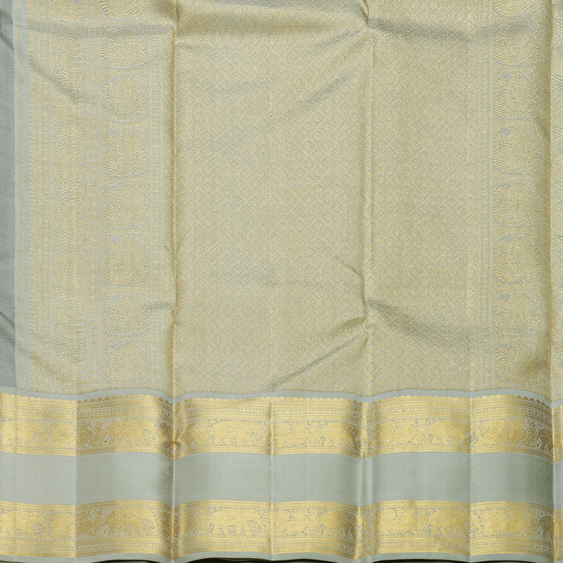 Hayagrivas Handloom Violet Kanjivaram Silk Saree with Light Grey Border KBF304E5-2
