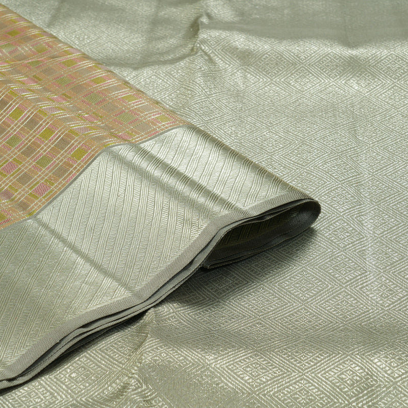 Hayagrivas Handloom Light Brown Kanjivaram Silk Saree with Silver Grey Border KBF305E2-4