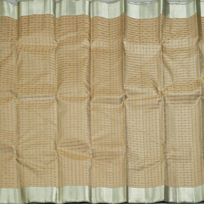 Hayagrivas Handloom Light Brown Kanjivaram Silk Saree with Silver Grey Border KBF305E2-4