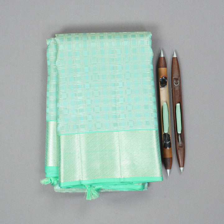 Hayagrivas Handloom Aqua Green Kanjivaram Silk Saree KBF305E2-5